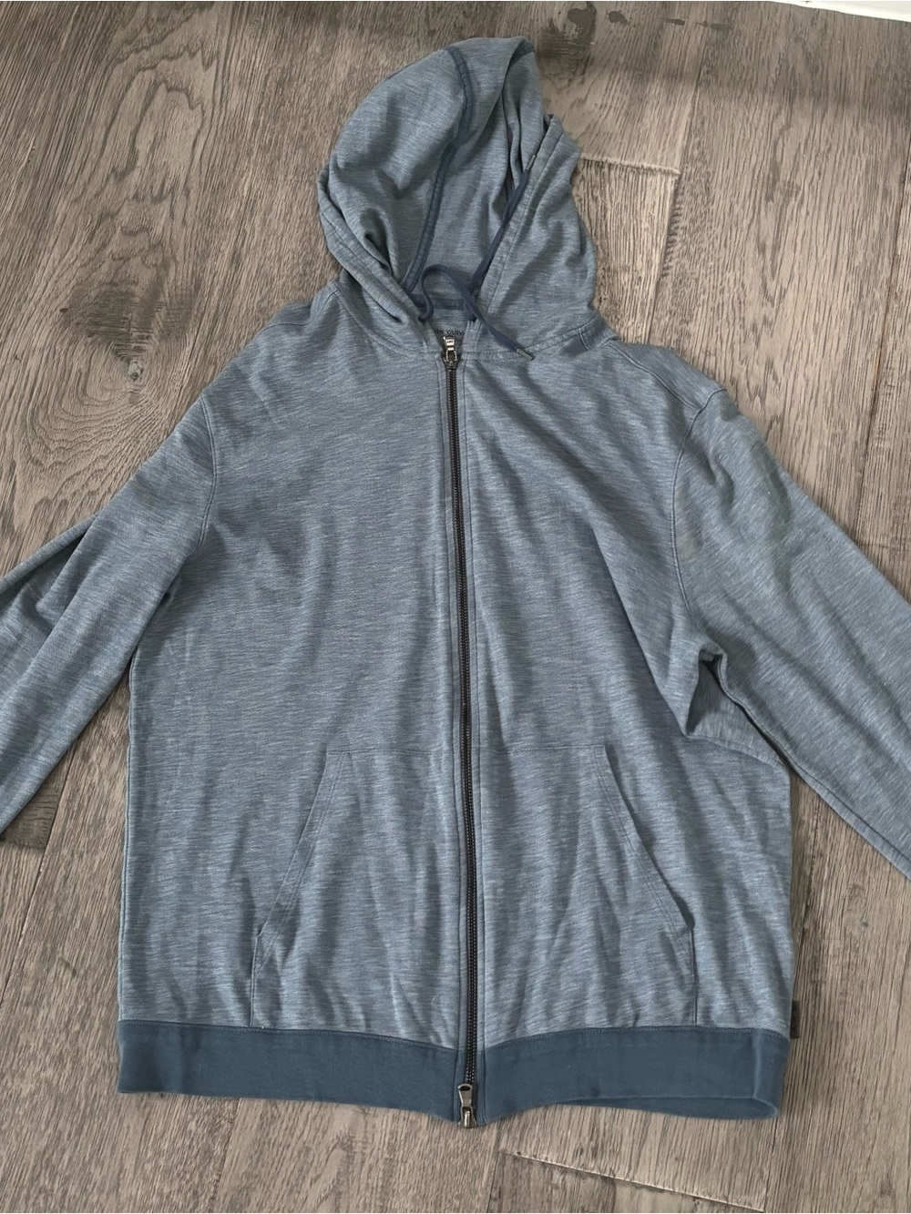 John Varvatos Heathered Blue Lightweight Zip Hoodie